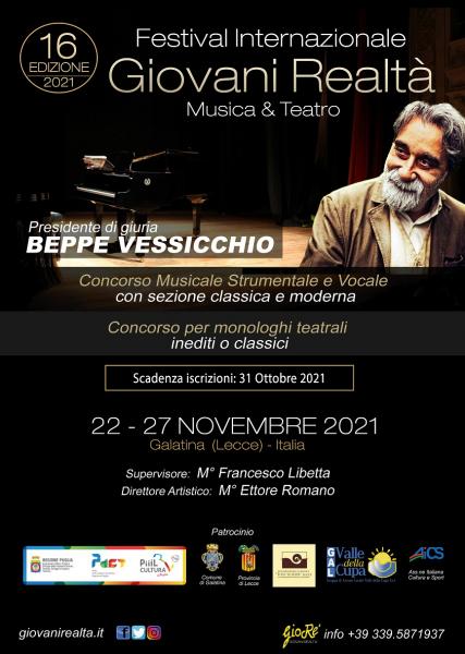Premiazione del XVI Edizione del Festival Internazionale “Giovani Realtà”