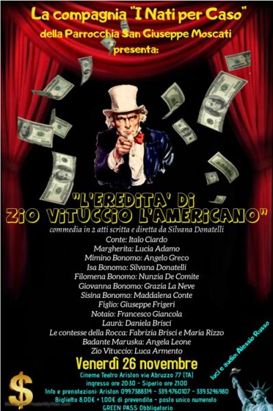 "L'EREDITA' DI VITUCCIO L'AMERICANO" commedia comica Teatro Ariston