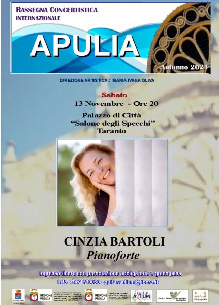 RASSEGNA CONCERTISTICA INTERNAZIONALE "APULIA" CINZIA BARTOLI-Pianoforte
