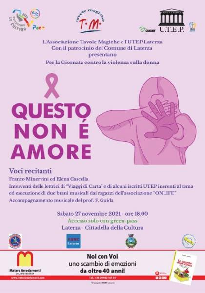 QUESTO NON E' AMORE - Recital per la Giornata Contro la Violenza Sulle Donne