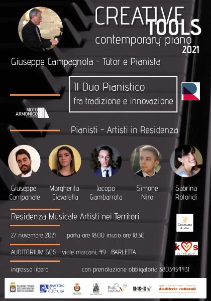Creative Tools: terzo appuntamento il 26 e 27 novembre al GOS di Barletta Si svolgeranno seminari e workshop con il tutor Giuseppe Campagnola