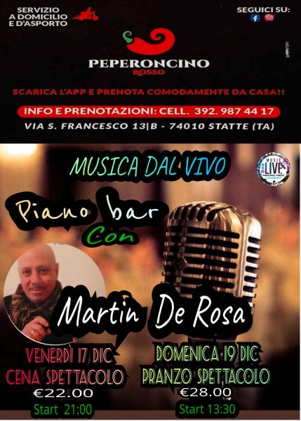 Cena spettacolo al peperoncino rosso di statte con musica dal vivo piano bar