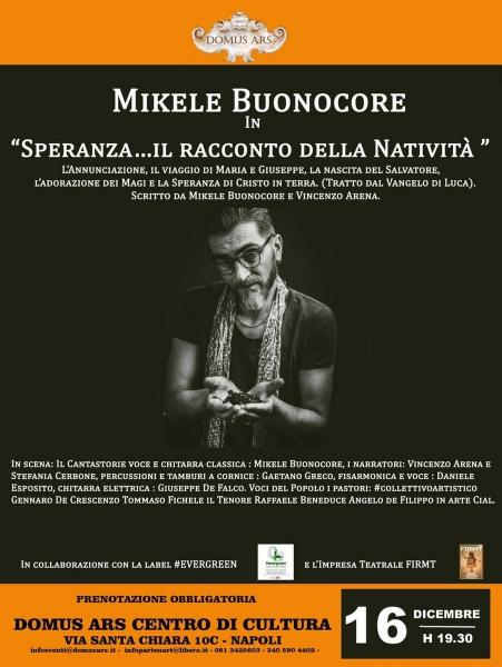 Mikele Buonocore presenta “Speranza…il racconto della natività" alla Domus Ars di Napoli