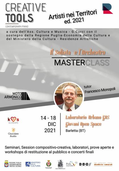 Il Solista e l’Orchestra Ultima settimana di attività  per la Residenza Musicale “Creative Tools – Contemporary Piano”  presso il GOS  a cura dell’Associazione Cultura e Musica “G. Curci”