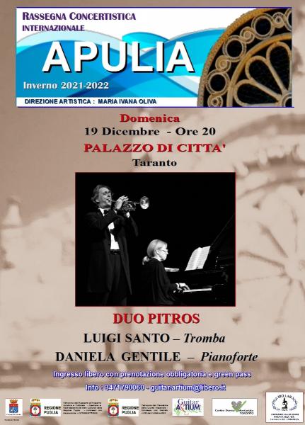 Rassegna Concertistica Internazionale "APULIA" - LUIGI SANTO-Tromba DANIELA GENTILE - pianofore