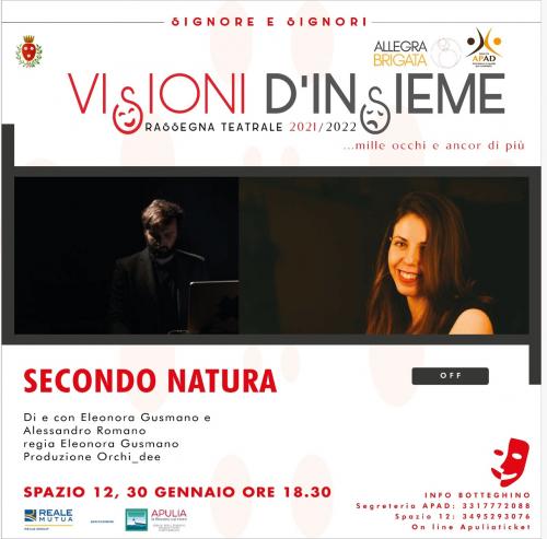 SECONDO NATURA produzione teatrale Orchi_dee con Eleonora Gusmano e Alessandro Romano