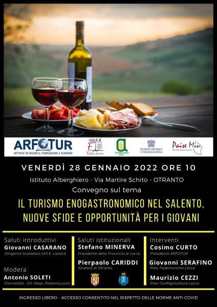 Turismo enogastronomico nel Salento: un convegno promosso da Arfotur