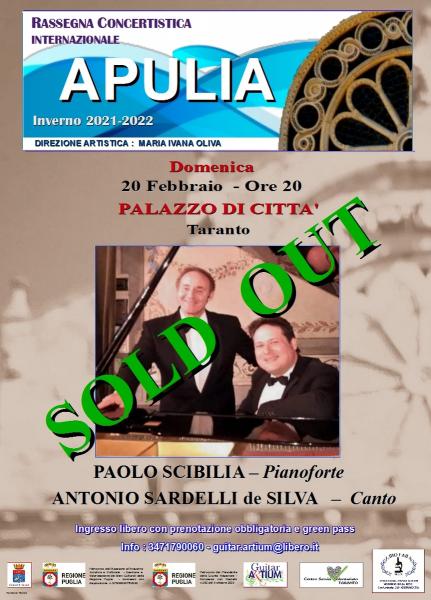 RASSEGNA CONCERTISTICA INTERNAZIONALE "APULIA" ANTONIO SARNELLI de SYLVA -baritono PAOLO SCIBILIA - pianoforte