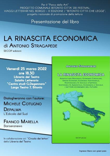 “La rinascita economica”, ANTONIO STRAGAPEDE ospite di VIAGGI LETTERARI NEL BORGO