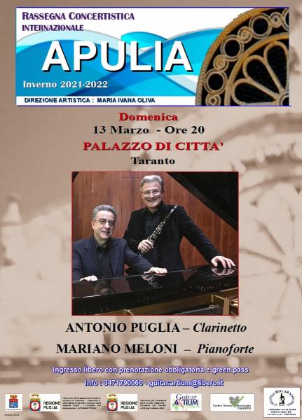 RASSEGNA CONCERTISTICA INTERNAZIONALE "APULIA" -DUO PUGLIA-MELONI Clarinetto e pianoforte