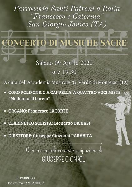 Concerto di musiche sacre in occasione della Pasqua
