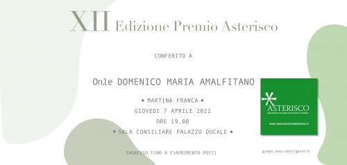 Premio Asterisco all’On.le Domenico Amalfitano