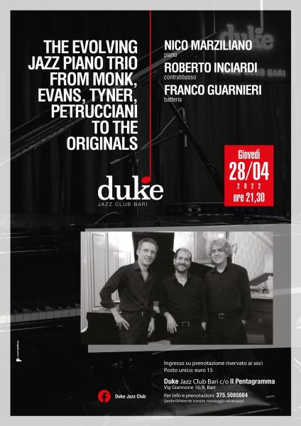 "The evolving jazz piano trio - from Monk, Evans, Tyner, Petrucciani to the Originals”