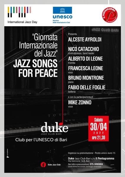 "Giornata Internazionale del Jazz" JAZZ SONGS FOR PEACE