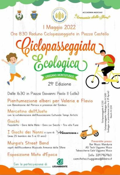 Ciclopasseggiata ecologica, mercatini, giochi, street band e moto d’epoca, il 1° Maggio a Uggiano Montefusco.