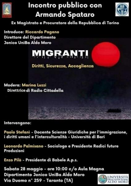 MIGRANTI Diritti Sicurezza Accoglienza Incontro con Armando Spataro