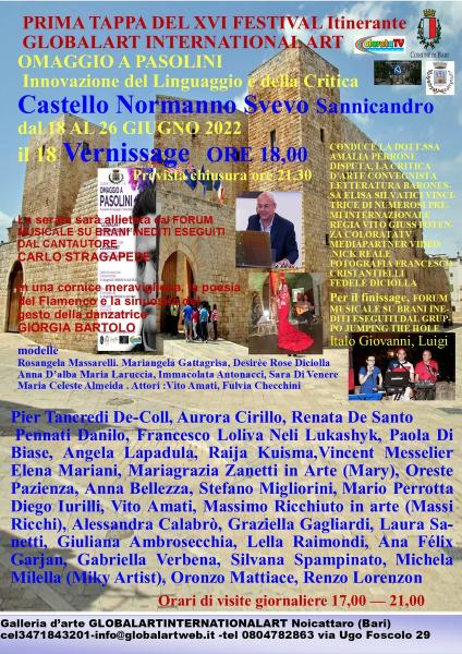 XVl Festival Itinerante GLOBALART INTERNATIONAL ART OMAGGIO A PASOLINI “Innovazione del Linguaggio” e “della Critica”
