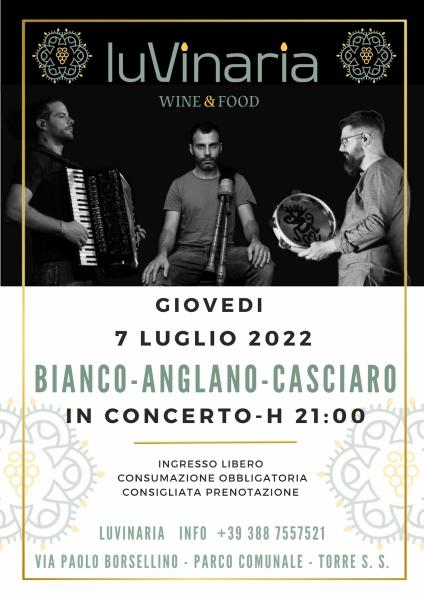 Trio “Bianco, Anglano, Casciaro” in concerto giovedì 7 luglio a Torre Santa Susanna