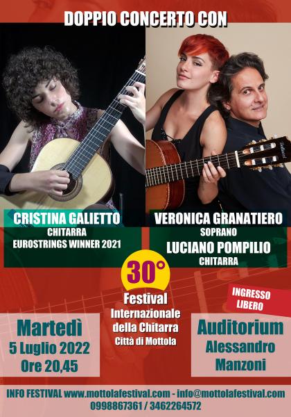 DOPPIO CONCERTO: CRISTINA GALIETTO e LUCIANO POMPILIO con VERONICA GRANATIERO