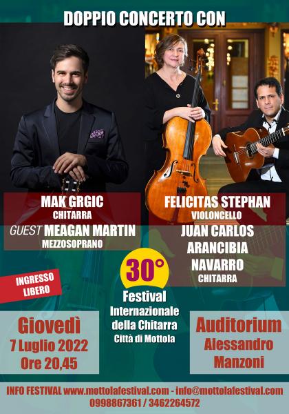 DOPPIO CONCERTO: MAK GRGIC con MEAGAN MARTIN e DUO CASALS con FELICITAS STEPHAN e JUAN CARLOS ARANCIBIA NAVARRO