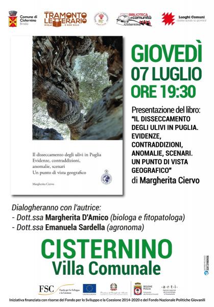 La Biblioteca di Comunità "Tommaso Fiore" presenta: "Il disseccamento degli ulivi in Puglia. Evidenze, contraddizioni, anomalie, scenari. Un punto di vista geografico.