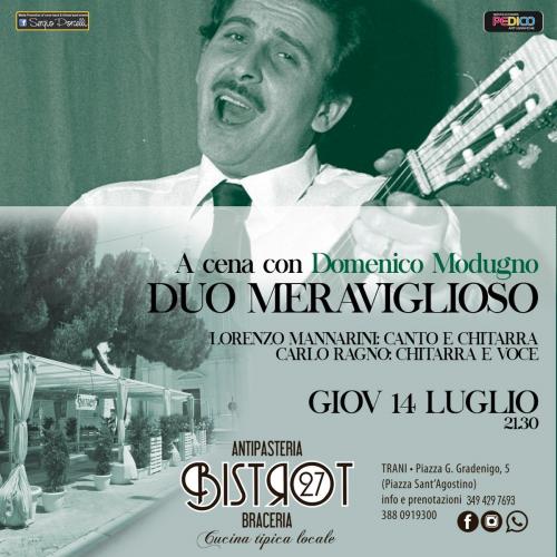 Duo Meraviglioso - A cena con Domenico Modugno - Bistrot27 Trani