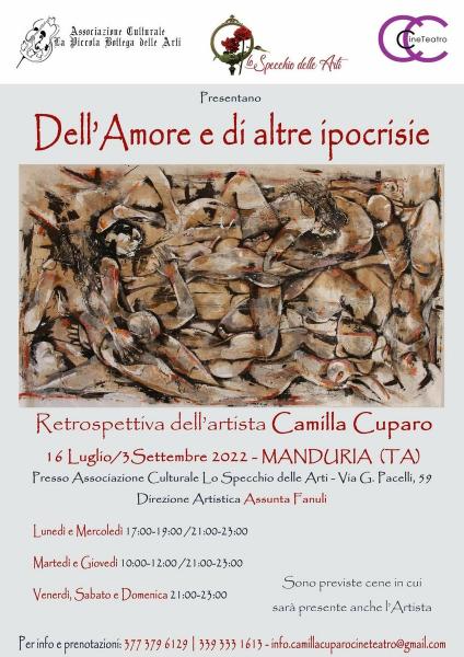 A Manduria la mostra “DELL’AMORE E DI ALTRE IPOCRISIE” Retrospettiva della pittrice CAMILLA CUPARO