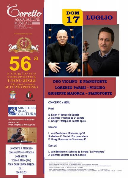 DUO VIOLINO E PIANOFORTE  LORENZO PARISI -VL - GIUSEPPE MAIORCA -PF