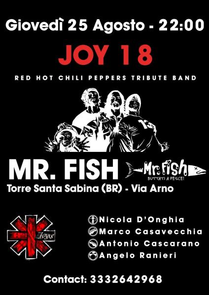 Joy 18 Red Hot Chili Peppers Tribute Band live @Mr fish