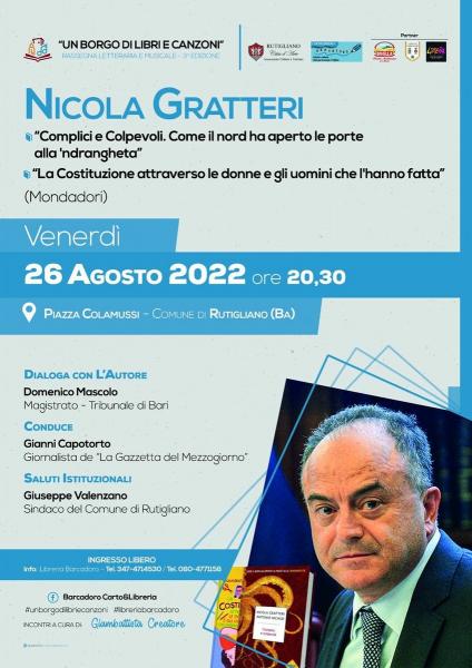 NICOLA GRATTERI a RUTIGLIANO per «UN BORGO DI LIBRI E CANZONI»