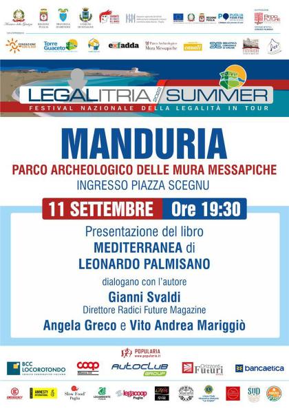 A Manduria “LEGALITRIA SUMMER” domenica 11 settembre presso il Parco Archeologico delle Mura Messapiche