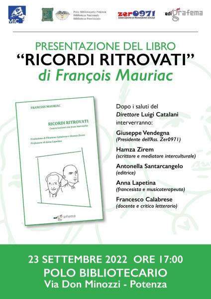 presentazione libro "Ricordi Ritrovati" di François Mauriac