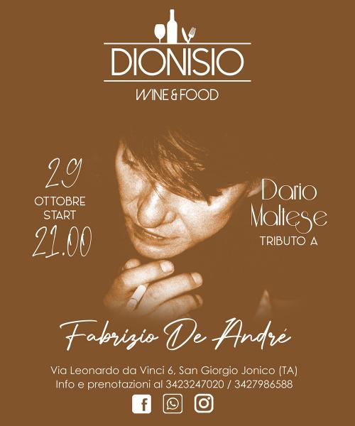 Fabrizio De André - 29 Ott - Enoteca Dionisio