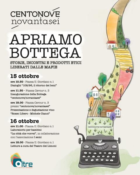 Foggia, apre “centonove/novantasei”: bottega di prodotti etici e liberati dalle mafie