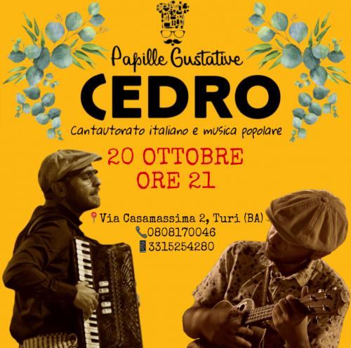 Cedro in concerto a Papille Gustative