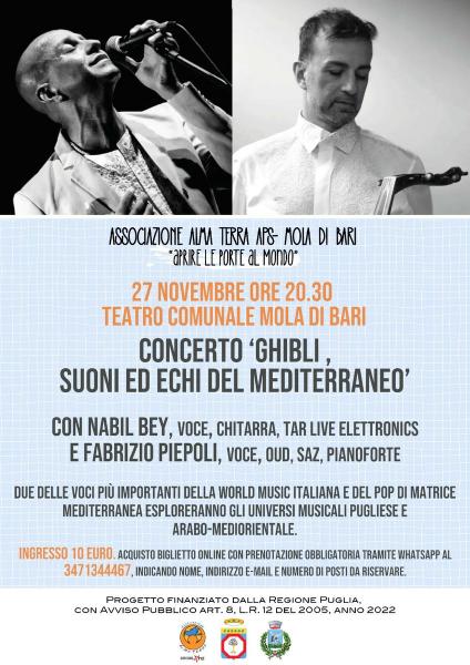 Concerto  ‘Ghibli , suoni ed echi del Mediterraneo’
