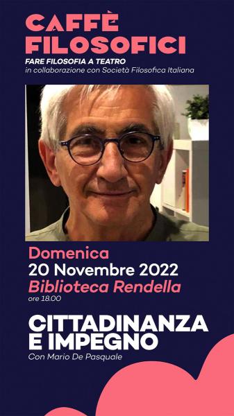 Al via i 'Caffè filosofici' con Mario De Pasquale su "Cittadinanza e impegno"
