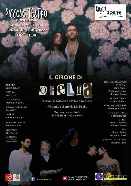 Il Girone di Ofelia” (dall'Amleto di W. Shakespeare) - Bari - il Tacco di  Bacco