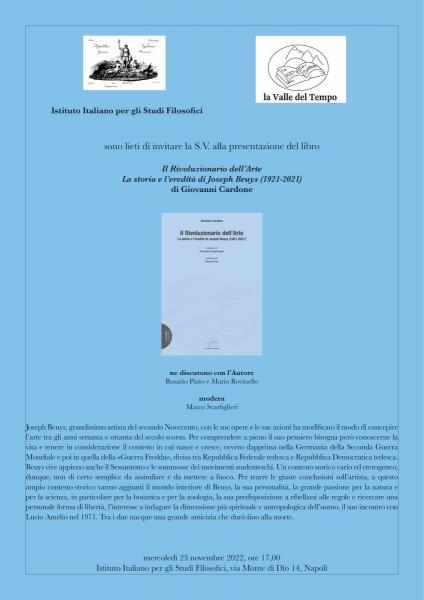 Preasentazione del Saggio Il Rivoluzuionario dell'Arte presso l'Istituto Italiano per gli Studi Filosofici