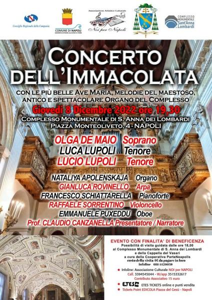 Tradizionale Concerto dell’Immacolata 2022 a Sant’Anna dei Lombardi di Noi per Napoli