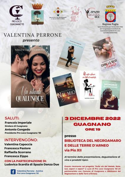 "Un istante qualunque": Valentina Perrone presenta a Guagnano il suo nuovo romanzo