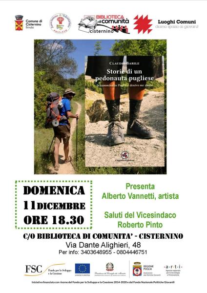 La Biblioteca di Comunità "Tommaso Fiore" a Cisternino ospita Claudio Barile e le sue "STORIE DI UN PEDONAUTA PUGLIESE"
