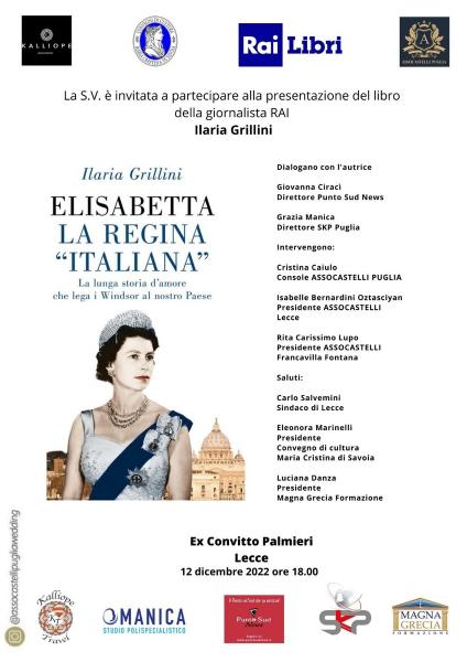 La giornalista RAI Ilaria Grillini a Lecce per presentare il suo libro “Elisabetta la Regina ‘Italiana’ ”