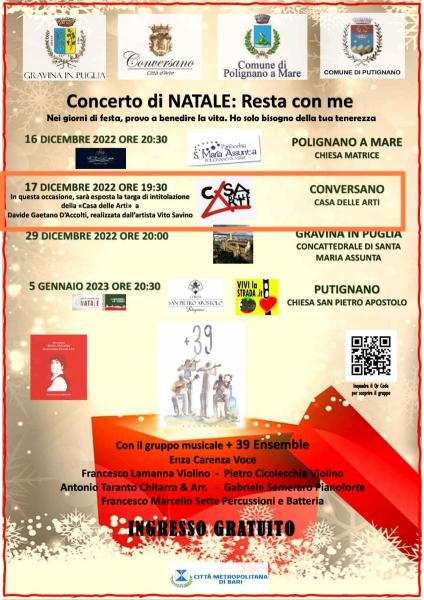 Intitolazione e concerto di Natale: Resta con me