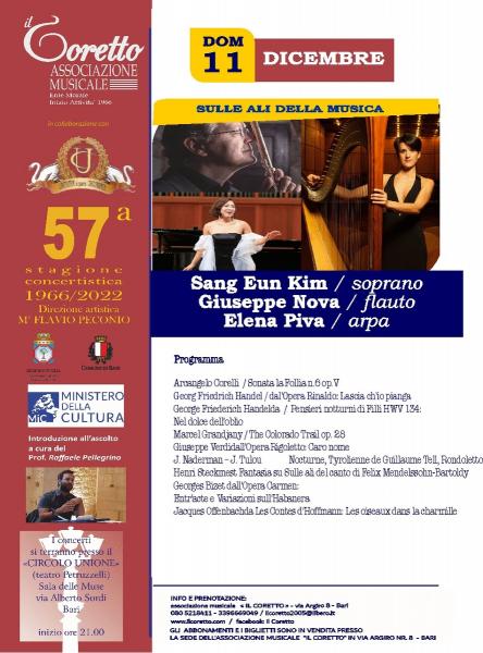 SULLE ALI DELLA MUSICA  SANG EUN KIM - SOPRANO - GIUSEPPE NOVA - FLAUTO - ELENA PIVA - ARPA