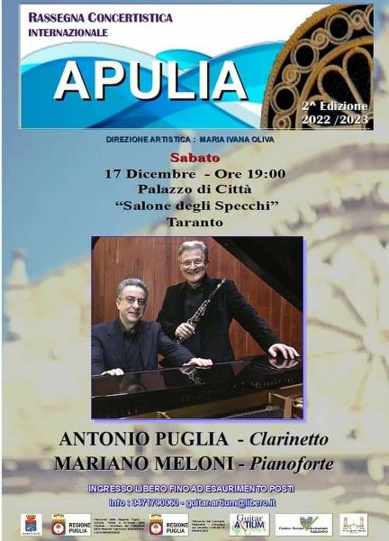 RASSEGNA CONCERTISTICA INTERNAZIONALE "APULIA" DUO Clarinetto e Pianoforte