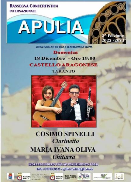 RASSEGNA CONCERTISTICA INTERNMAZIONALE "APULIA" DUO SPINELLI -OLIVA Clarinetto e Chitarra