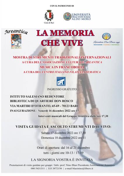 LA MEMORIA CHE VIVE. MOSTRA DI STRUMENTI TRADIZIONALI INTERNAZIONALI