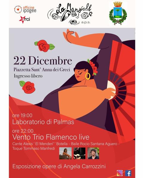 Laboratorio di Palmas e  Vento trio Flamenco con Alexis ‘El Menderì’ Botella, Rocio Santana Aguilero e  Tommaso Manfredi.