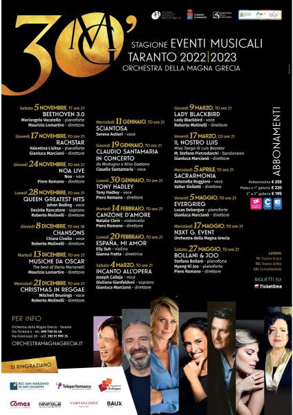 Stagione concertistica Orchestra della Magna Grecia 2022/2023 Taranto